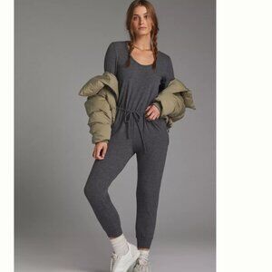 NWOT Anthropologie Sundry Grey Long Sleeve Tie Waist Jumpsuit Size 1 S
